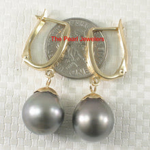 Load image into Gallery viewer, 1T05742A-14k-Gold-Euro-Back-Caps-Black-Tahitian-Pearl-Dangle-Earrings