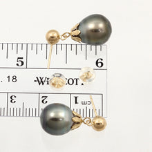 Load image into Gallery viewer, 1T05911B-14kt-Yellow-Solid-Gold Black-Tahitian-Pearl-Drop-Dangle-Earrings