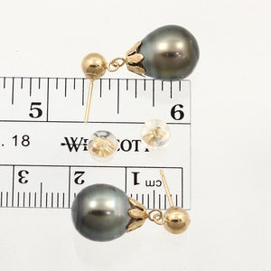 1T05911B-14kt-Yellow-Solid-Gold Black-Tahitian-Pearl-Drop-Dangle-Earrings