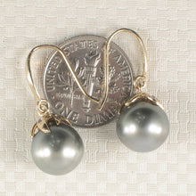 Load image into Gallery viewer, 1T09651-Genuine-Diamond-Tahitian-Pearl-14k-Gold-Dangle-Hook-Earrings