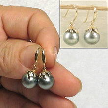 Load image into Gallery viewer, 1T09651-Genuine-Diamond-Tahitian-Pearl-14k-Gold-Dangle-Hook-Earrings