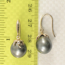 Load image into Gallery viewer, 1T09652A-Black-Tahitian-Pearl-Drop-14k-Solid-Gold-Earrings