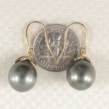 Load image into Gallery viewer, 1T09652A-Black-Tahitian-Pearl-Drop-14k-Solid-Gold-Earrings