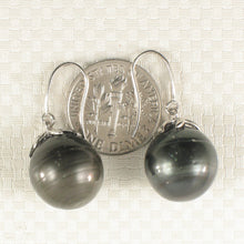 Load image into Gallery viewer, 1T09659-14k-White-Gold-Diamond-Black-Tahitian-Pearl-Dangle-Hook-Earrings