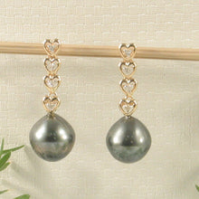 Load image into Gallery viewer, 1T98101B-Beautiful-Unique-Diamonds-Tahitian-Pearl-14k-Gold-Dangle-Earrings