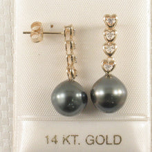 Load image into Gallery viewer, 1T98101B-Beautiful-Unique-Diamonds-Tahitian-Pearl-14k-Gold-Dangle-Earrings