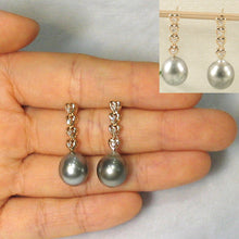 Load image into Gallery viewer, 1T98102A-14k-YG-Diamond-Tahitian-Pearl-Beautiful-Unique-Dangle-Earrings