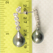Load image into Gallery viewer, 1T98105-Beautiful-14k-Diamond-Baroque-Tahitian-Pearl-Dangle-Earrings