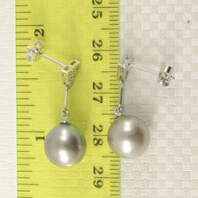 Load image into Gallery viewer, 1T99860-14k-W/G-Genuine-Diamonds-Smoky-white-Tahitian-Pearl-Earrings