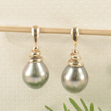 Load image into Gallery viewer, 1T99981A-14k-Yellow-Gold-Water-Flow-Tahitian-Pearl-Dangle-Earrings