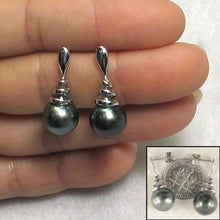 Load image into Gallery viewer, 1T99985-Unique-Black-Tahitian-Pearl-14k-White-Gold-Dangle-Earrings