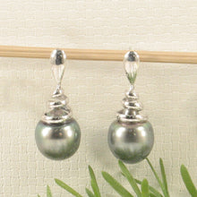 Load image into Gallery viewer, 1T99987A-14k-White-Gold-Unique-Water-Flow-Tahitian-Pearl-Dangle-Earrings