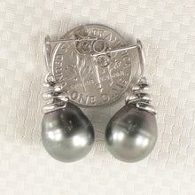 Load image into Gallery viewer, 1T99987B-14k-White-Gold-Unique-Water-Flow-Tahitian-Pearl-Dangle-Earrings
