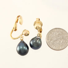 Load image into Gallery viewer, 1TS0140C-14k-Gold-Gold-Fill-Clip-Tahitian-Pearl-Non-Pierced-Dangle-Earrings