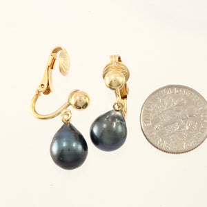 1TS0140C-14k-Gold-Gold-Fill-Clip-Tahitian-Pearl-Non-Pierced-Dangle-Earrings