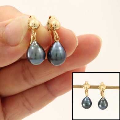 1TS0140C-14k-Gold-Gold-Fill-Clip-Tahitian-Pearl-Non-Pierced-Dangle-Earrings