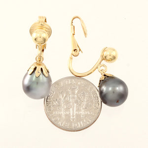 1TS1040B-14k-Gold-Gold-Fill-Clip-Tahitian-Pearl-Non-Pierced-Dangle-Earrings
