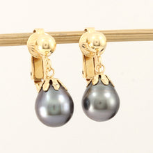Load image into Gallery viewer, 1TS1040B-14k-Gold-Gold-Fill-Clip-Tahitian-Pearl-Non-Pierced-Dangle-Earrings