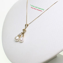 Load image into Gallery viewer, 2000050-14K-Solid-Yellow-Gold-Dolphin-Diamond-White-Pearls-Pendent
