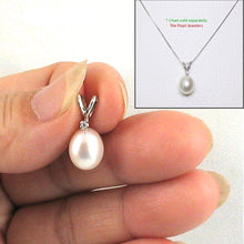 Load image into Gallery viewer, 2000075-14k-White-Gold-Diamond-AAA-White-Cultured-Pearl-Pendant-Necklace