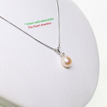 Load image into Gallery viewer, 2000077-14k-White-Gold-Diamond-AAA-Peach-Cultured-Pearl-Pendant-Necklace