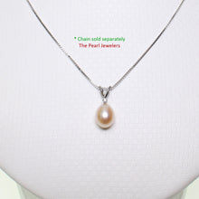 Load image into Gallery viewer, 2000077-14k-White-Gold-Diamond-AAA-Peach-Cultured-Pearl-Pendant-Necklace