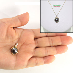 2000101-14k-Solid-Y/G-AAA-Black-Cultured-Pearl-Diamonds-Pendant-Necklace