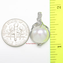 Load image into Gallery viewer, 2000105-AAA-White-Cultured-Pearl-Diamonds-Pendant-14k-Solid-White-Gold