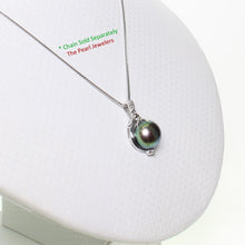Load image into Gallery viewer, 2000106-14k-Solid-White-Gold-AAA-Black-Cultured-Pearl-Diamonds-Pendant-Necklace