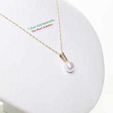 Load image into Gallery viewer, 2000110-14k-Gold-AAA-White-Real-Pearl-Diamonds-Pendant-Necklace