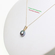 Load image into Gallery viewer, 2000111-14k-Y/Gold-AAA-Black-Cultured-Pearl-Diamonds-Pendant-Necklace