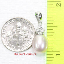 Load image into Gallery viewer, 2000127-14k-W/G-Diamonds-AAA-Lavender-Cultured-Pearl-Pendant-Necklace