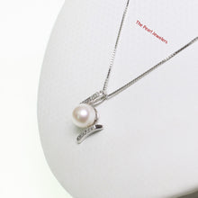 Load image into Gallery viewer, 2000145-AAA-Genuine-White-Pearl-Diamonds-14k-White-Gold-Pendant-Necklace