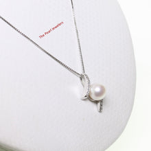 Load image into Gallery viewer, 2000145-AAA-Genuine-White-Pearl-Diamonds-14k-White-Gold-Pendant-Necklace