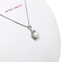 Load image into Gallery viewer, 2000255 GENUINE WHITE PEARL 14K WHITE GOLD WAVE SQUARE DESIGN PENDANT