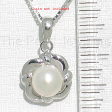 Load image into Gallery viewer, 2000255 GENUINE WHITE PEARL 14K WHITE GOLD WAVE SQUARE DESIGN PENDANT