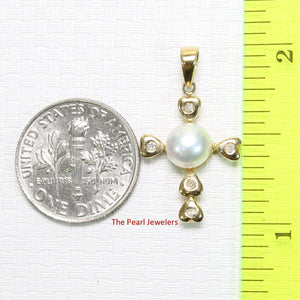 2000280-14k-Y/G-Diamond-Love-Cross-Natural-White-Pearl-Pendant-Necklace