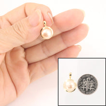 Load image into Gallery viewer, 2000392-14k-Solid-Gold-Encircles-Genuine-Pink-Pearl-Pendant-Necklace