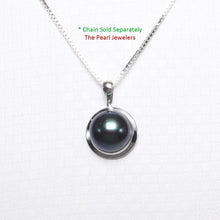 Load image into Gallery viewer, 2000396-Real-14k-White-Gold-Encircles-Genuine-Black-Pearl-Pendant-Necklace