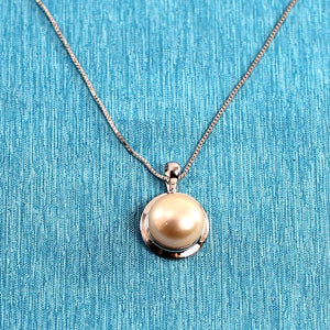 2000397B-Genuine-Pink-Pearl-14k-White-Gold-Encircles-Pendant-Necklace