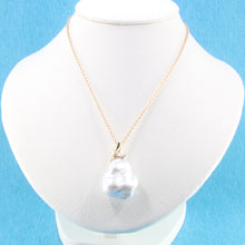 Load image into Gallery viewer, 2000430-Baroque-Pearl-14k-Solid-Gold-Bale-Diamond-Accent-Pendant-Necklace