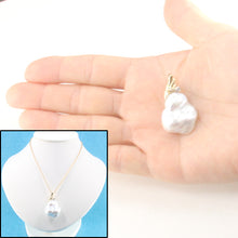 Load image into Gallery viewer, 2000430-Baroque-Pearl-14k-Solid-Gold-Bale-Diamond-Accent-Pendant-Necklace