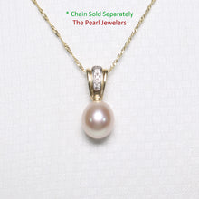 Load image into Gallery viewer, 2000482-14k-Solid-Yellow-Gold-Diamond-8mm-Pink-Cultured-Pearl-Pendant