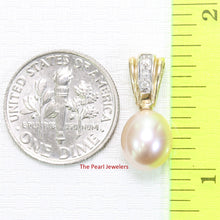 Load image into Gallery viewer, 2000482-14k-Solid-Yellow-Gold-Diamond-8mm-Pink-Cultured-Pearl-Pendant