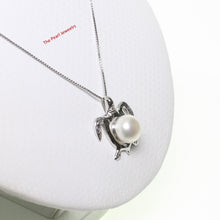 Load image into Gallery viewer, 2000515-14K-White-Gold-Sea-Turtle-(Honu)-White-Pearl-Pendant-Necklace