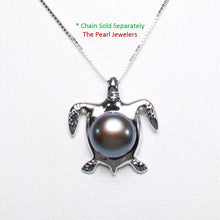 Load image into Gallery viewer, 2000516-14k-Solid-W/Gold-Hawaiian-Honu-Sea-Turtle-Black-Pearl-Pendant-Necklace