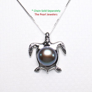 2000516-14k-Solid-W/Gold-Hawaiian-Honu-Sea-Turtle-Black-Pearl-Pendant-Necklace