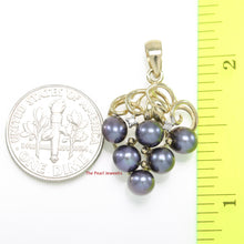 Load image into Gallery viewer, 2000521-14k-Yellow-Gold-Grape-Design-Diamond-Grey-F/W-Pearl-Pendant-Necklace