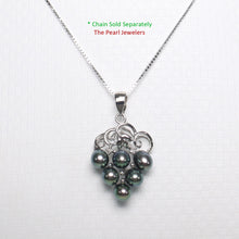 Load image into Gallery viewer, 2000526-14k-W/G-Grape-Design-Diamond-Six-Peacock-Freshwater-Pearl-Pendant