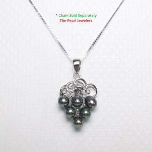 2000526-14k-W/G-Grape-Design-Diamond-Six-Peacock-Freshwater-Pearl-Pendant
